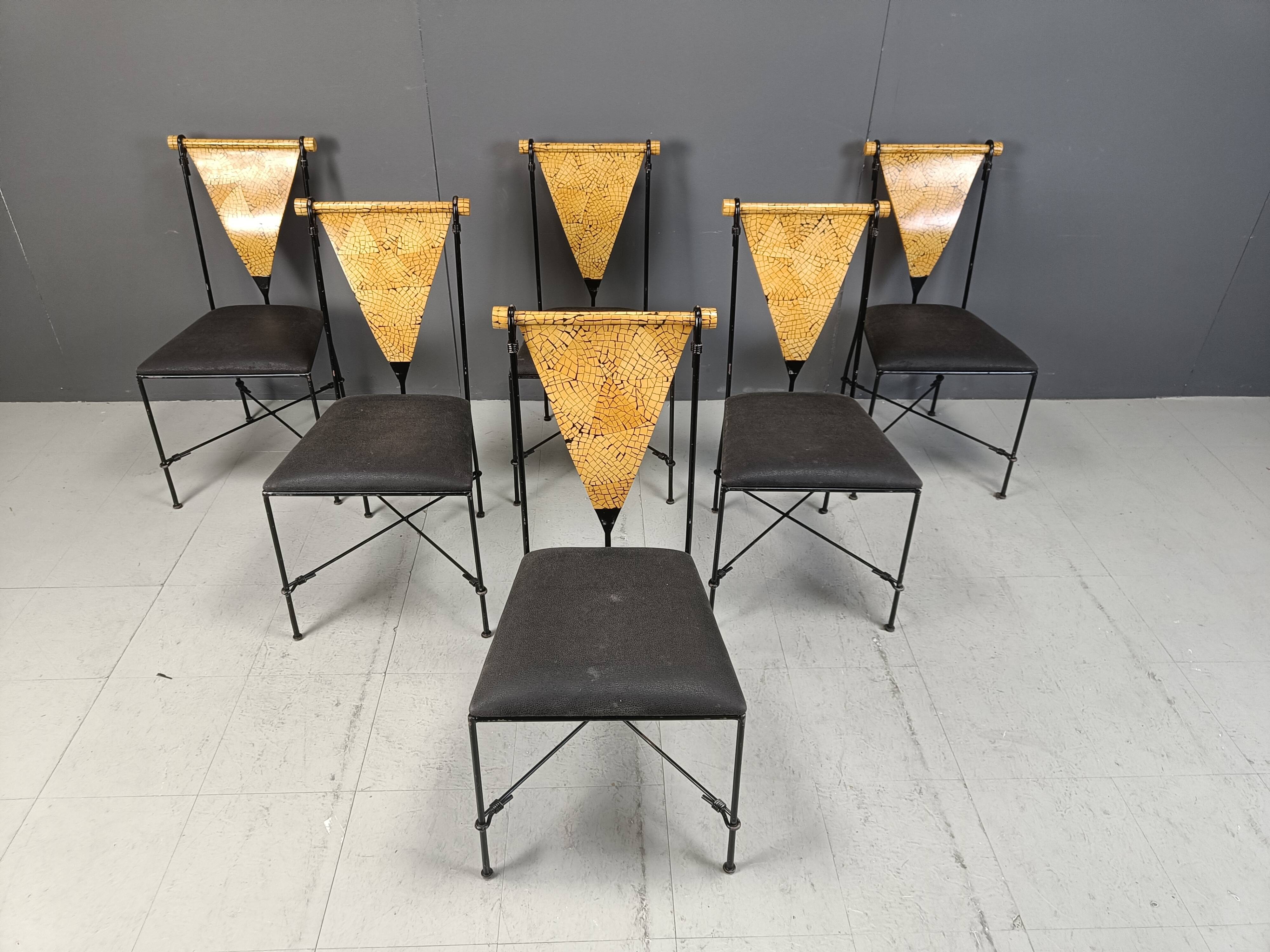 Set of 6 post modern dining chairs, 1970s