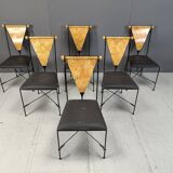 Set of 6 post modern dining chairs, 1970s
