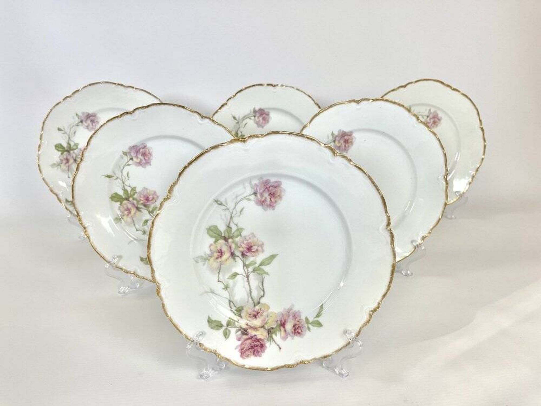6 Assiettes plates Baltimore Rose de Haviland Limoges