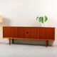 Ejnar Larsen & Aksel Bender sideboard with sliding doors, teak, vintage mid-century Danish design, Næstved Møbelfabrik.