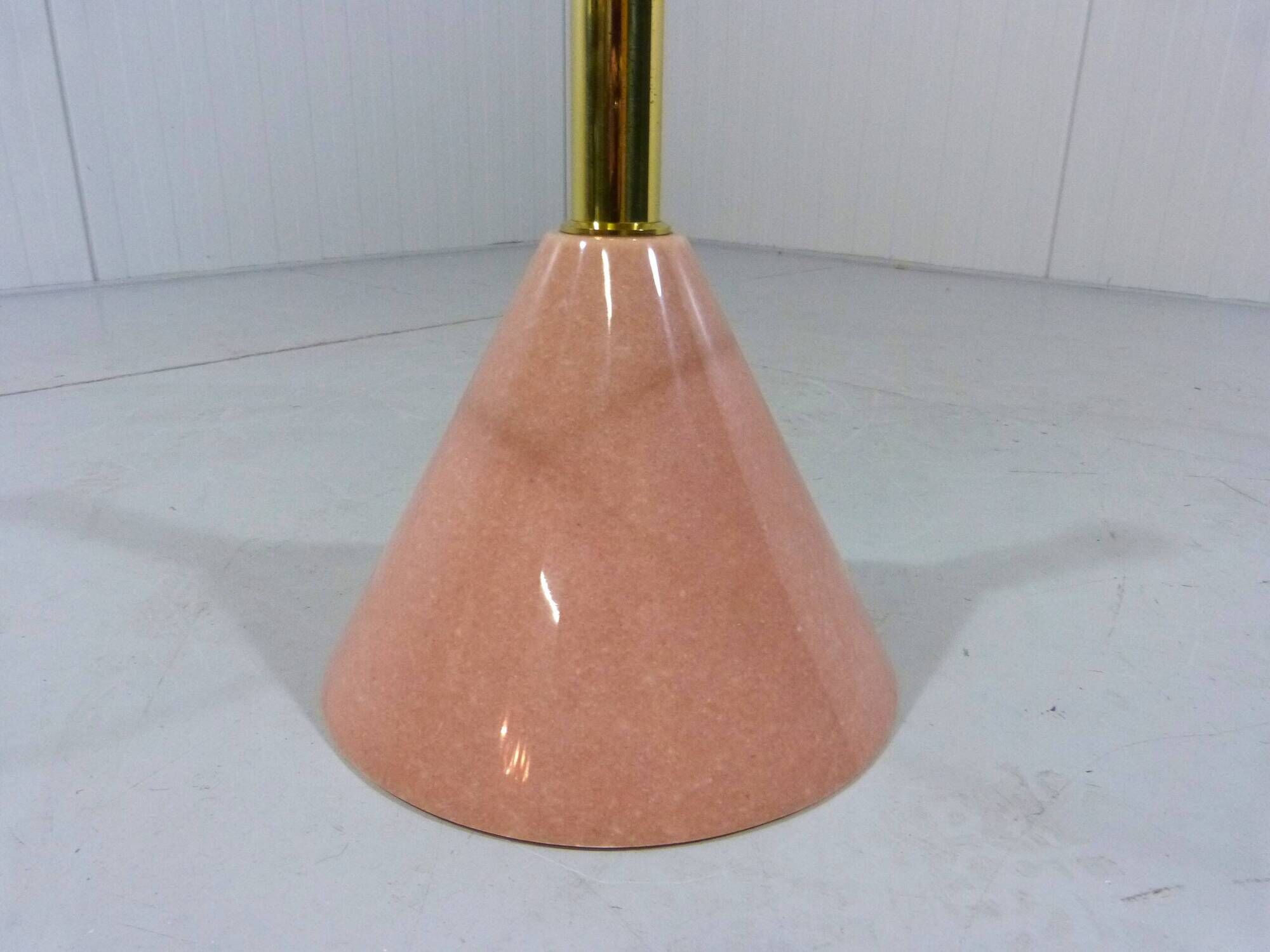 Pink natural stone & glass side table 1980’s Italy