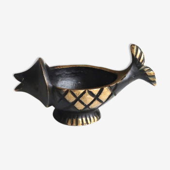 Cendrier poisson en bronze Walter Bosse, années 50
