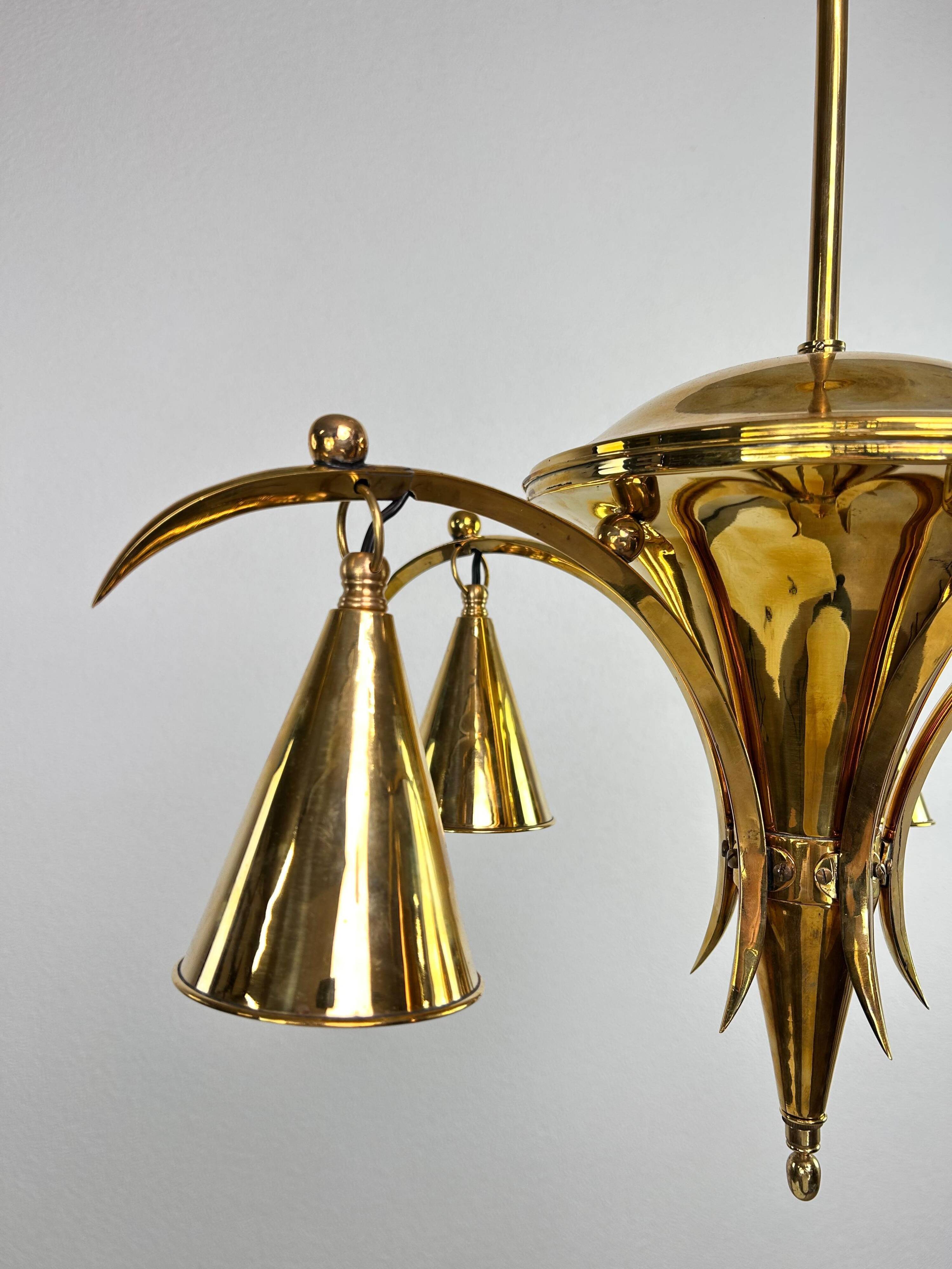 Lustre en laiton de la sécession viennoise par Dagobert Peche