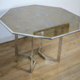 Chrome steel table and glass tray, France, circa 1970