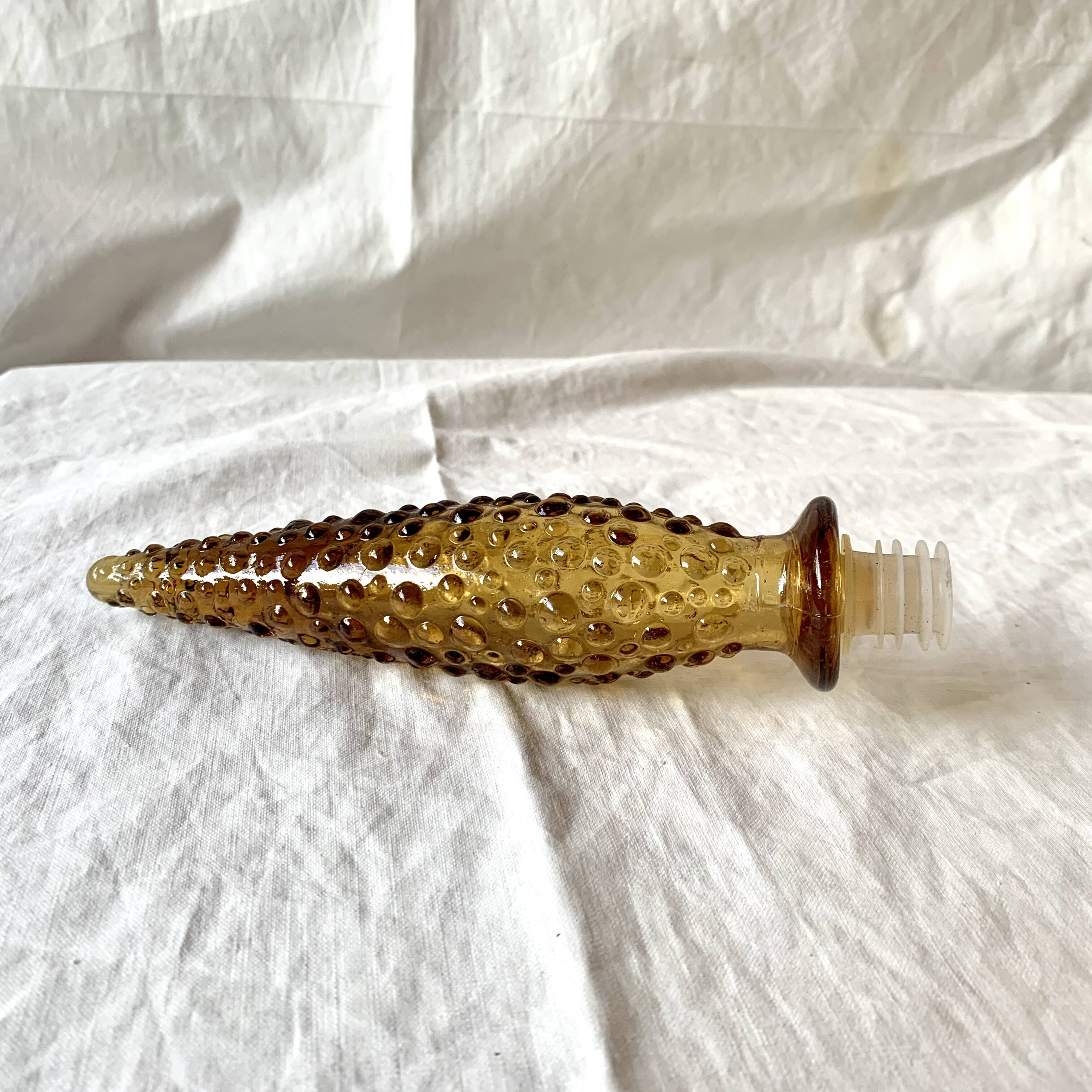 Genie bottle in amber yellow Empoli glass