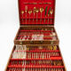 Ménagère complète Nickel Bronze doré Bambou coffret Vintage