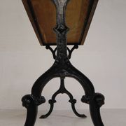Bistro table with an oak top on a cast iron base, 1930s.