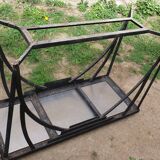 Art Deco console in wrought iron and steel (Art deco, wrought iron and steel console)