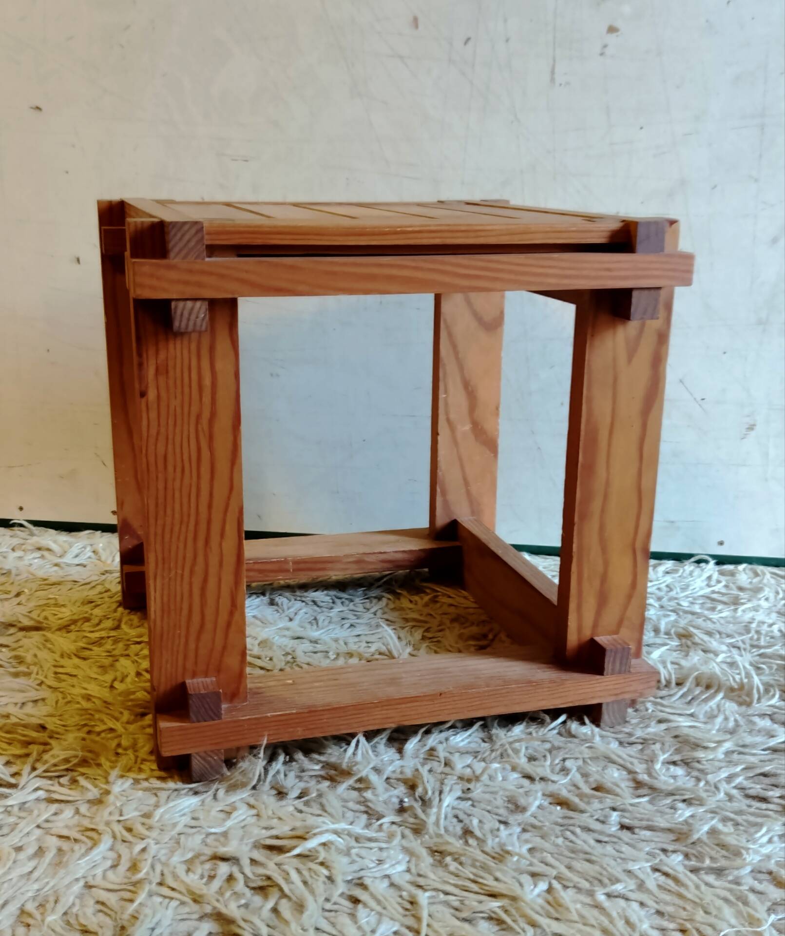 Solid wood coffee table in brutalist style - mid 20th century.