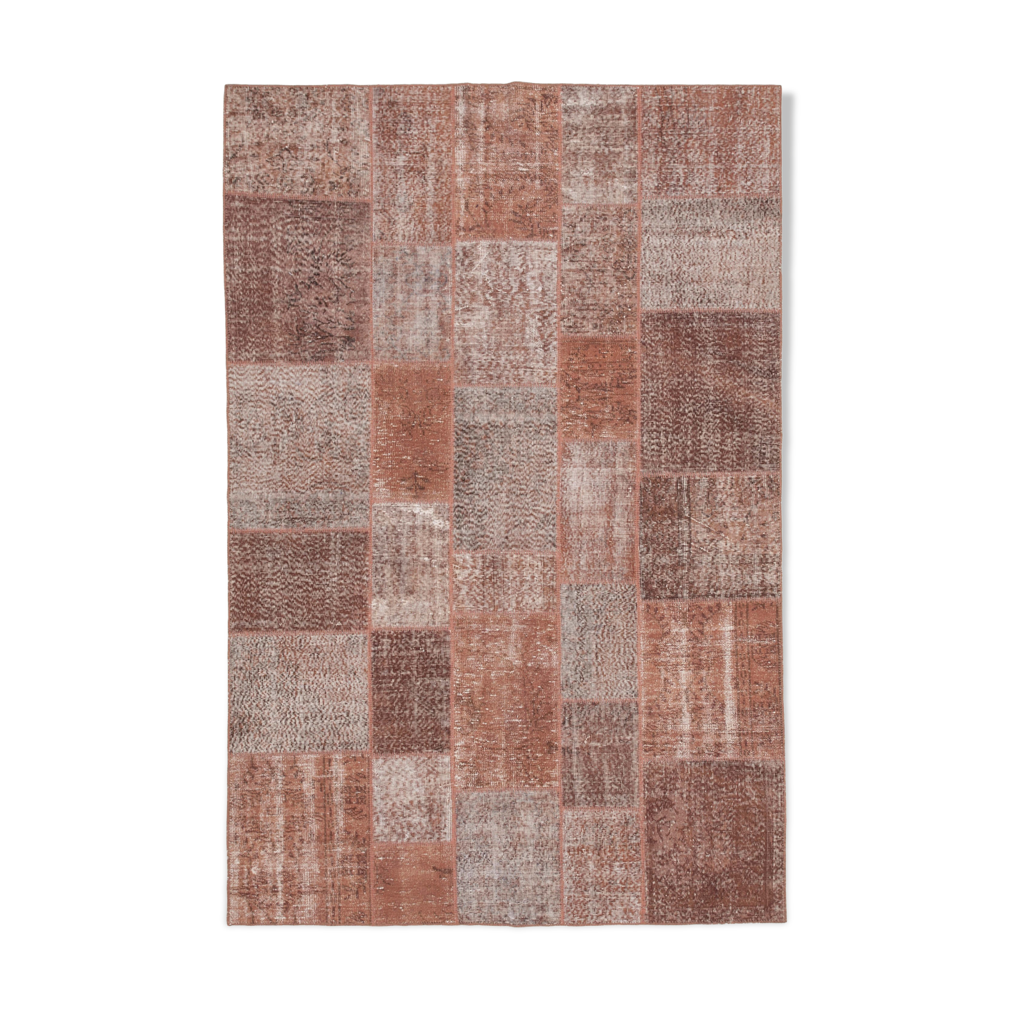 Handwoven Oriental Overdyed 198 cm x 300 cm Brown Patchwork Carpet