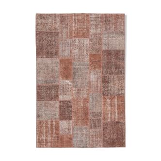 Tapis oriental surteint oriental tissé à la main 198 cm x 300 cm tapis patchwork marron