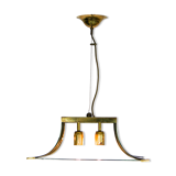 Esperia Pagoda chandelier brass and glass 1960s