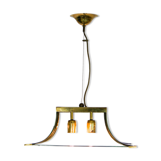 Lustre Pagode d'Esperia en laiton et verre 1960