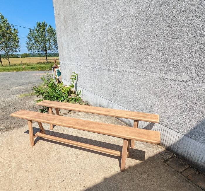 Solid oak farm bench