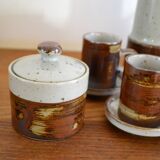 Vintage enameled stoneware coffee service made in Japan 60s