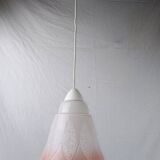 Mid-century white and pink glass suspension French vintage 1950