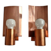 Pair of Midcentury Copper Wall Lamps, Denmark, 1960s