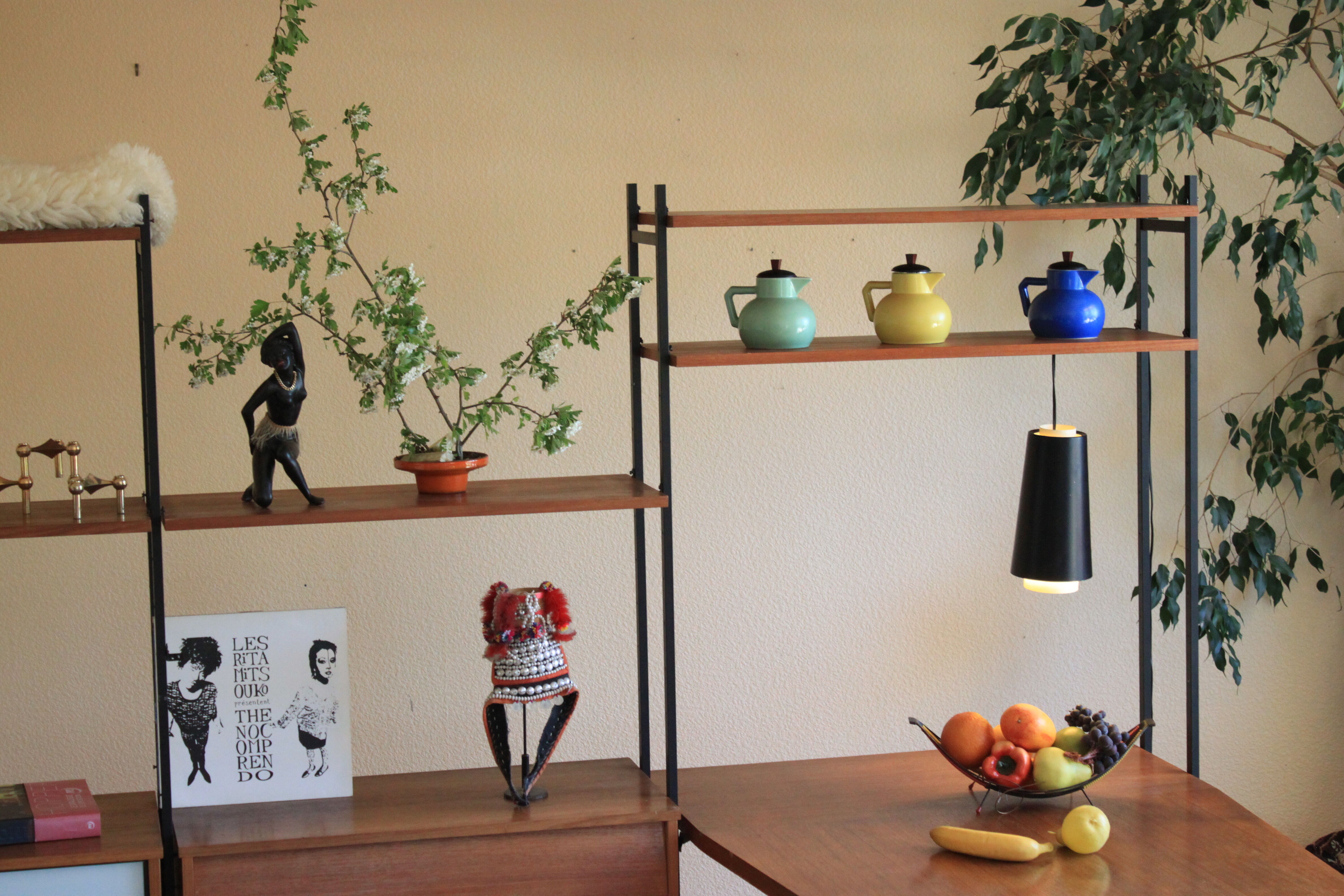 Huge shelf library Swedish desk teak, string.