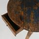 French round sidetable in oak with blue top and beautiful patina, ca. 1850