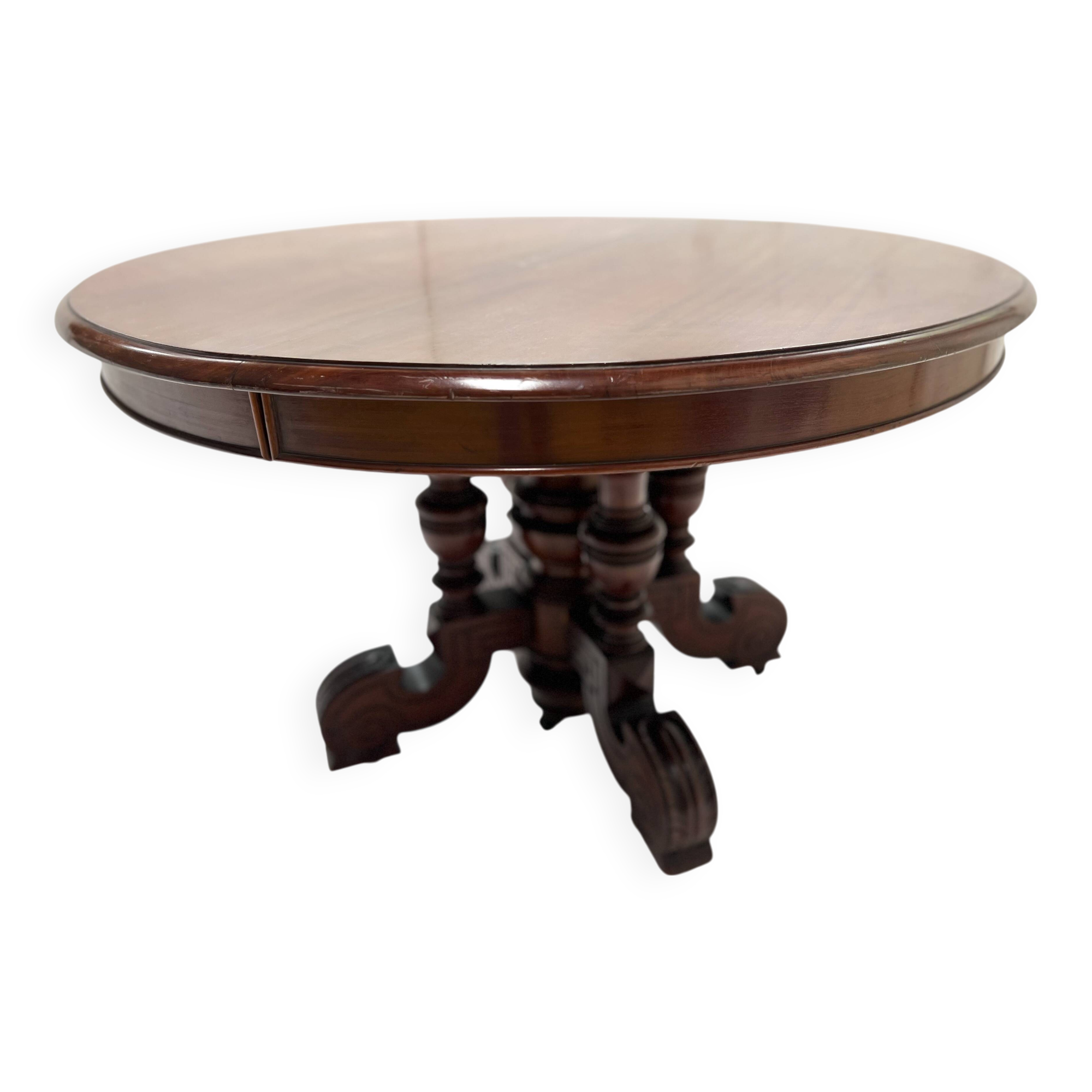 Napoleon III central leg table, solid mahogany, 19th century