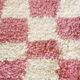 Pink and white Beni Ouarain checkered Berber rug in wool