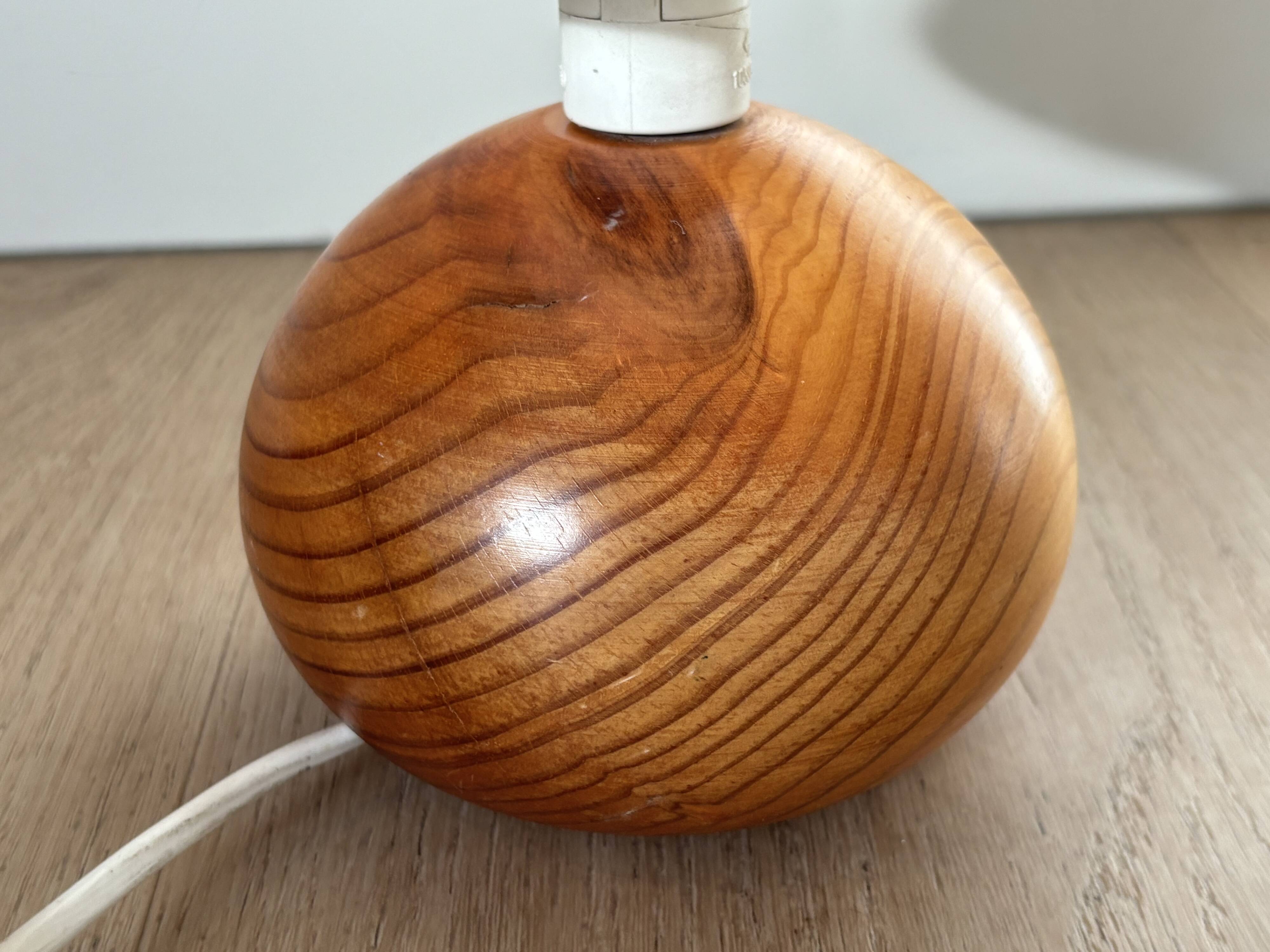 vintage wooden ball lamp small model with fabric shade 80's design