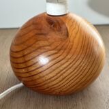 vintage wooden ball lamp small model with fabric shade 80's design