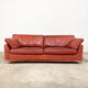 Vintage Red leather sofa by Kenneth Bergenblad model Fredrik for DUX