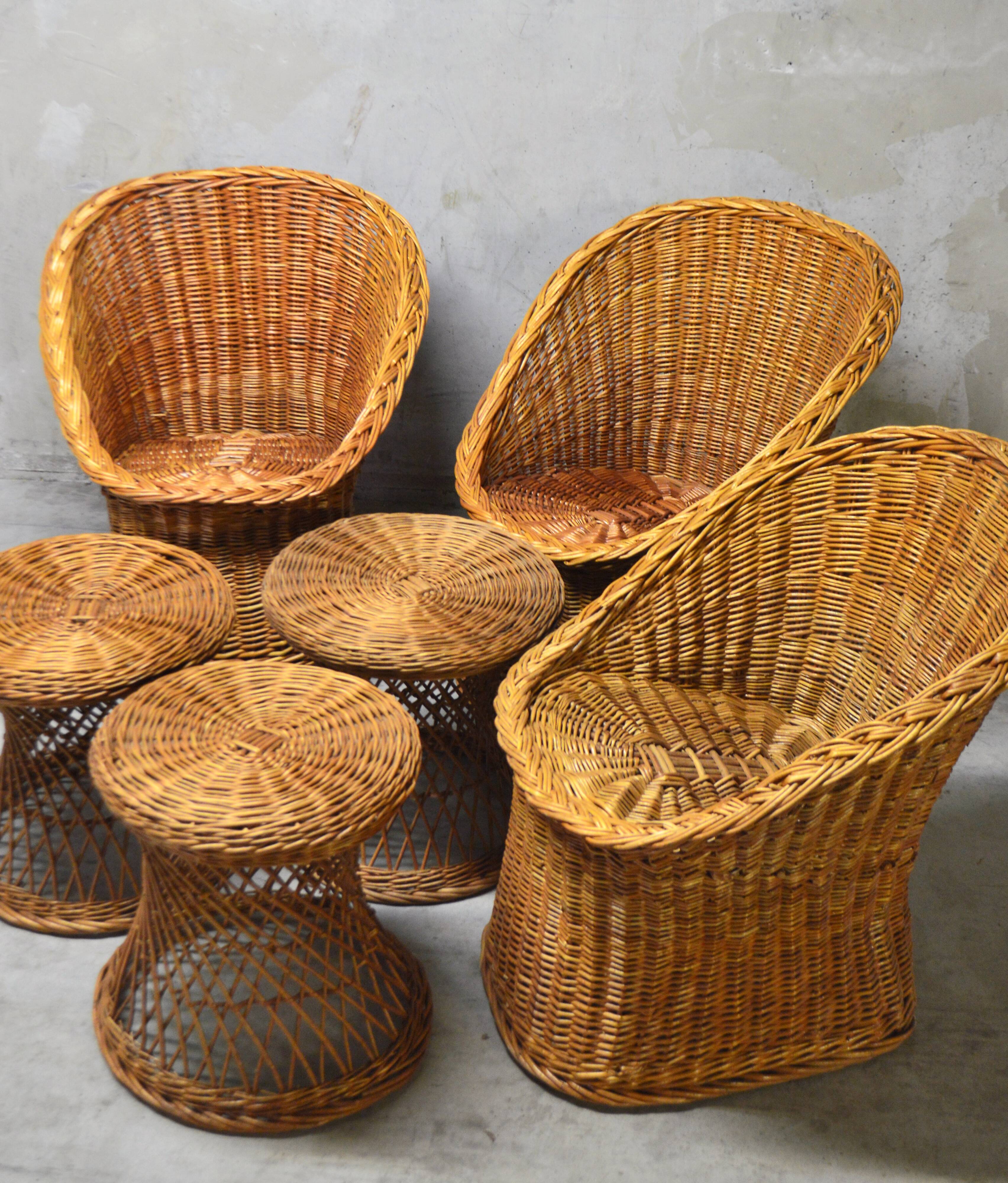 Vintage rattan armchair from the 60s/70s design