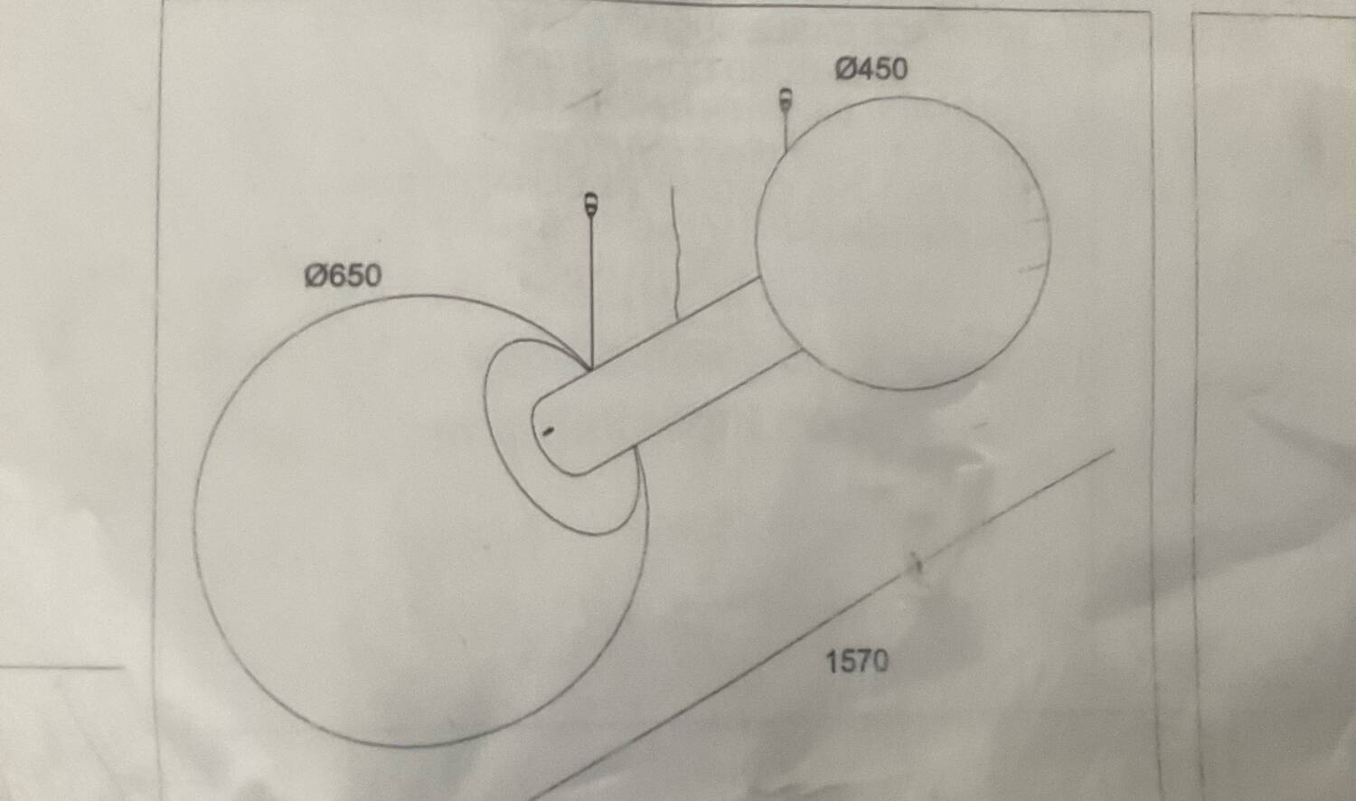 Large contemporary pendant light "Oxygen" by Delta Light