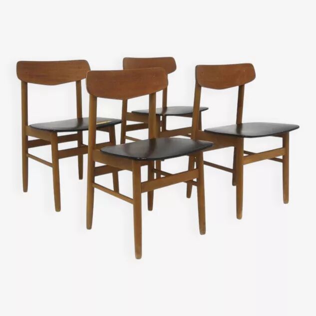 Set of 4 Scandinavian teak chairs, Sweden, 1960.