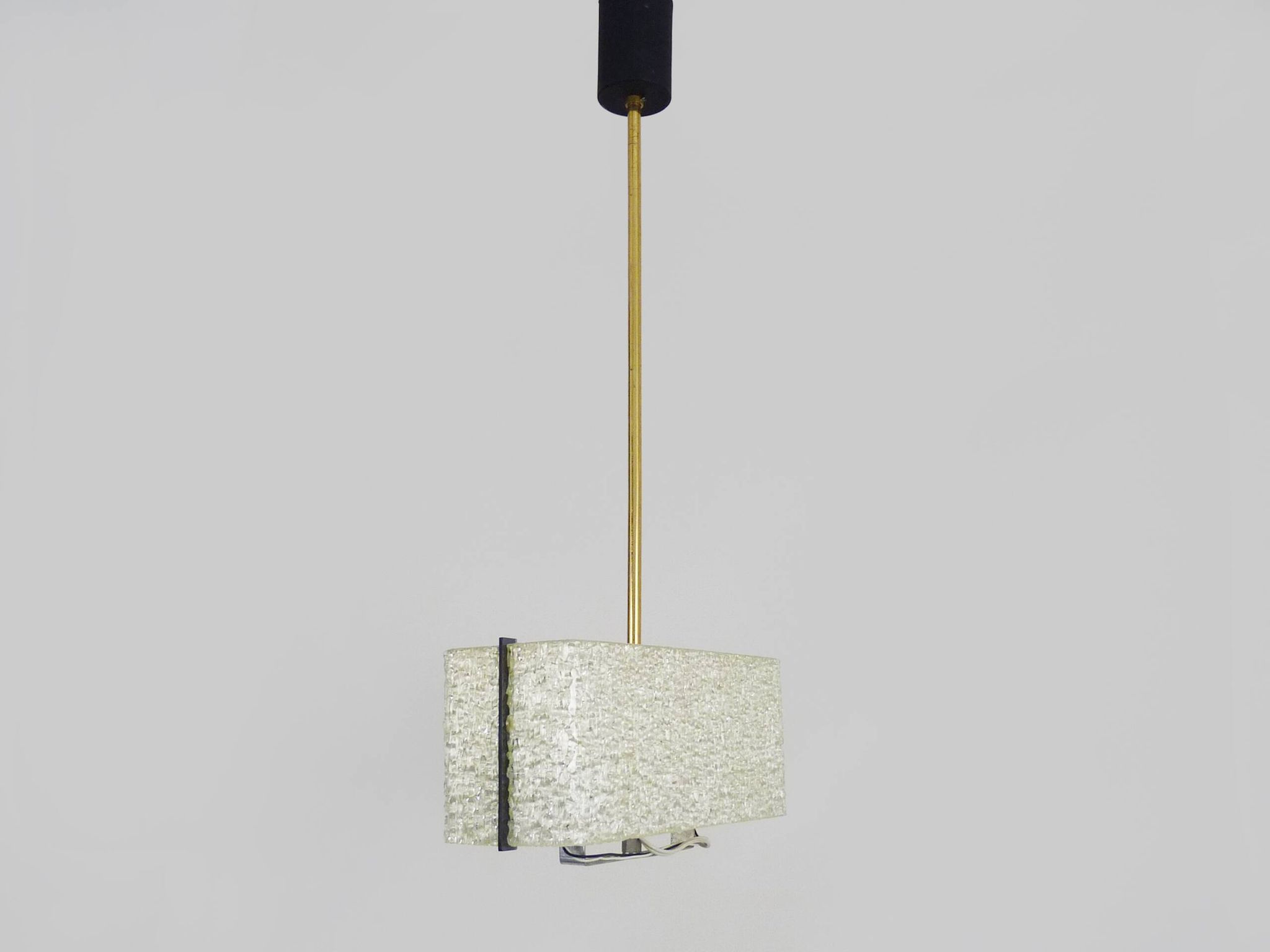 Modernist brass and perspex chandelier Maison Arlus France from the 1950s
