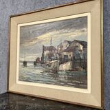 Painting / oil on canvas, Art Deco period, circa 1940 / fishing port