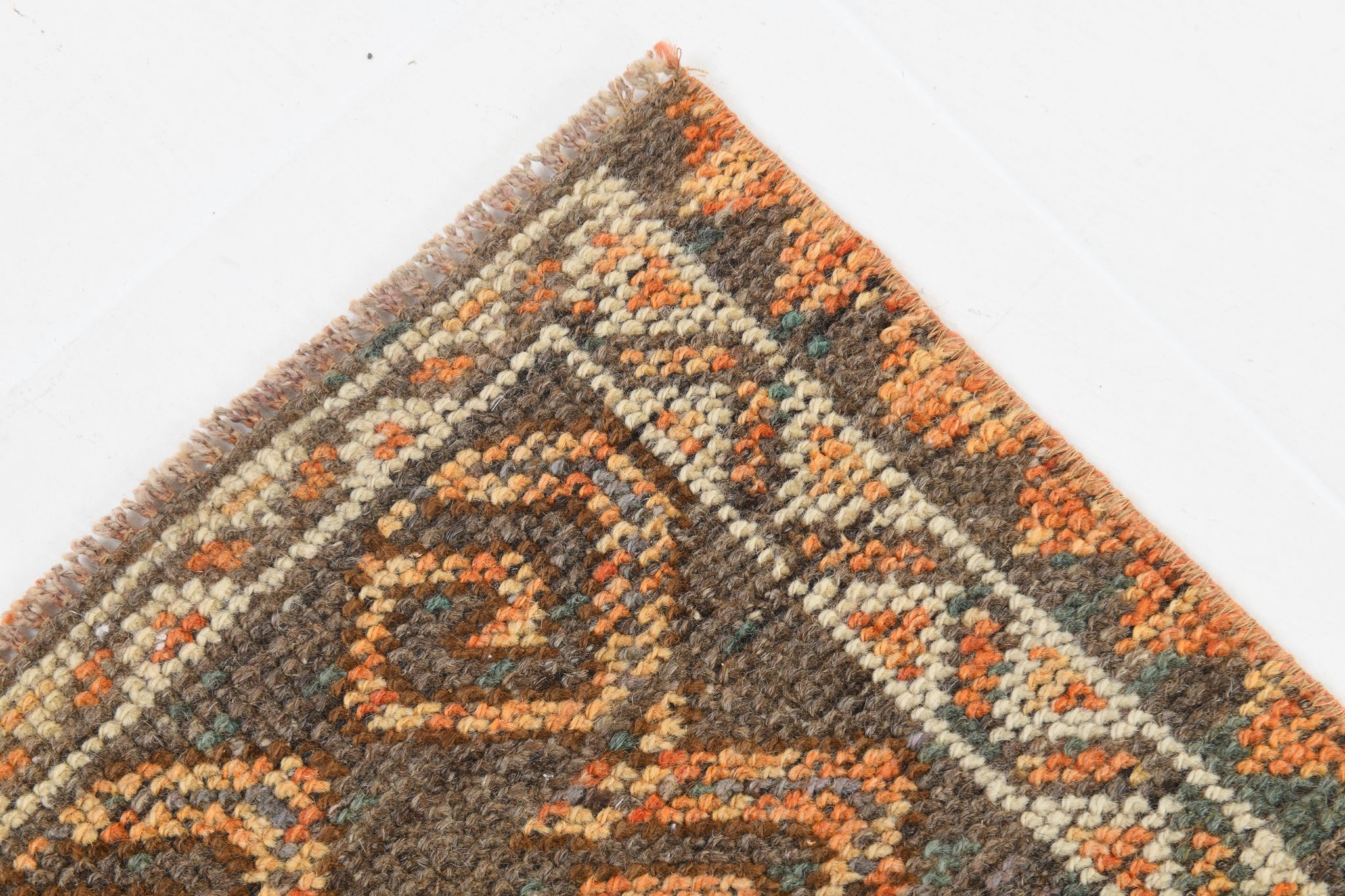 5x11 orange and brown vintage tapis rug, 352x162cm