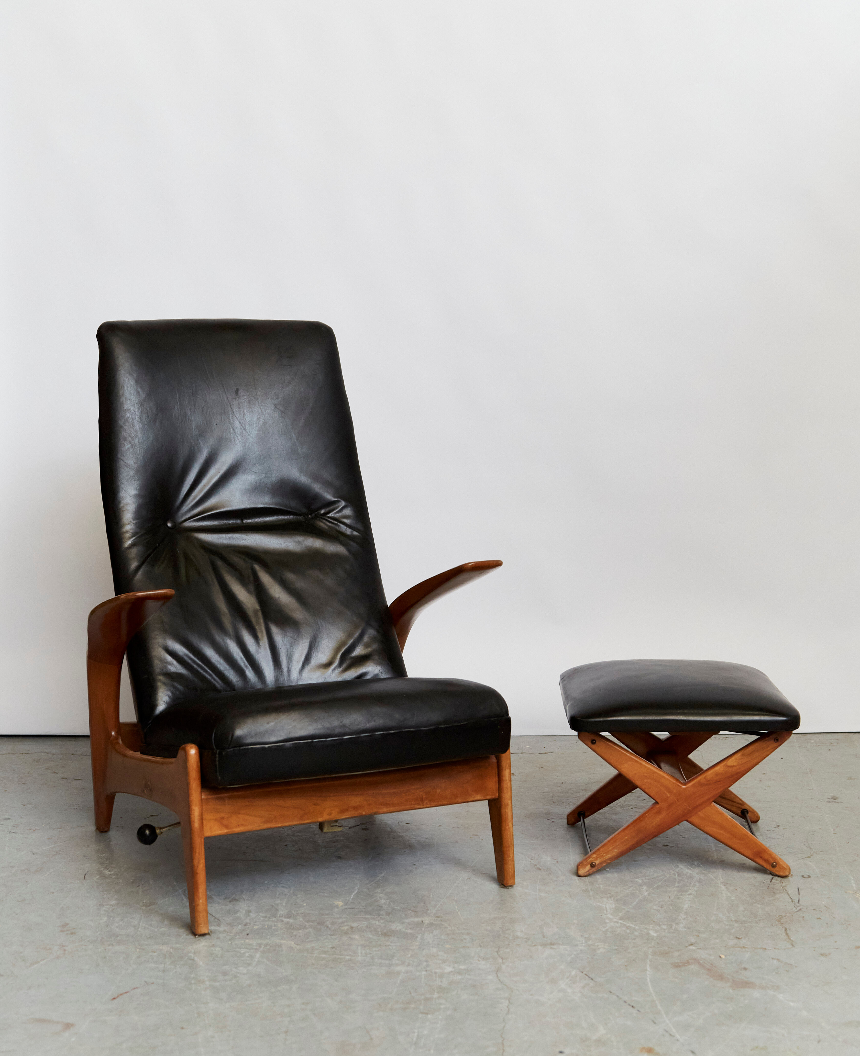 Rolf Rastad & Adolf Relling "Rock'n Rest" Chair and Ottomane for Arnestad Bruk