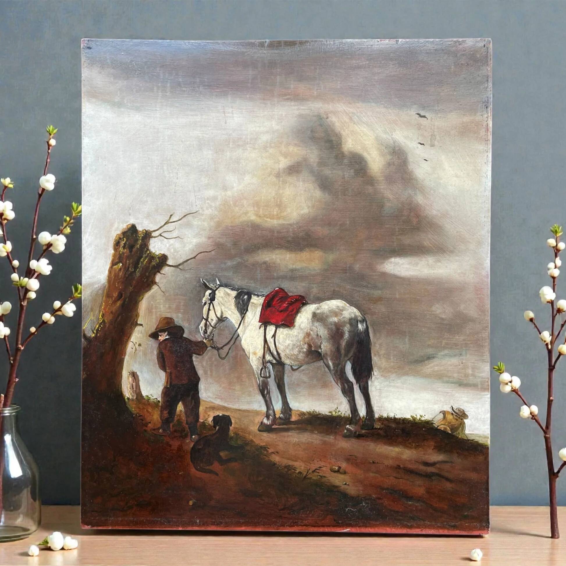 Reproduction by George Boellaard of the oil painting 'Grey Horse' by Wouwermans