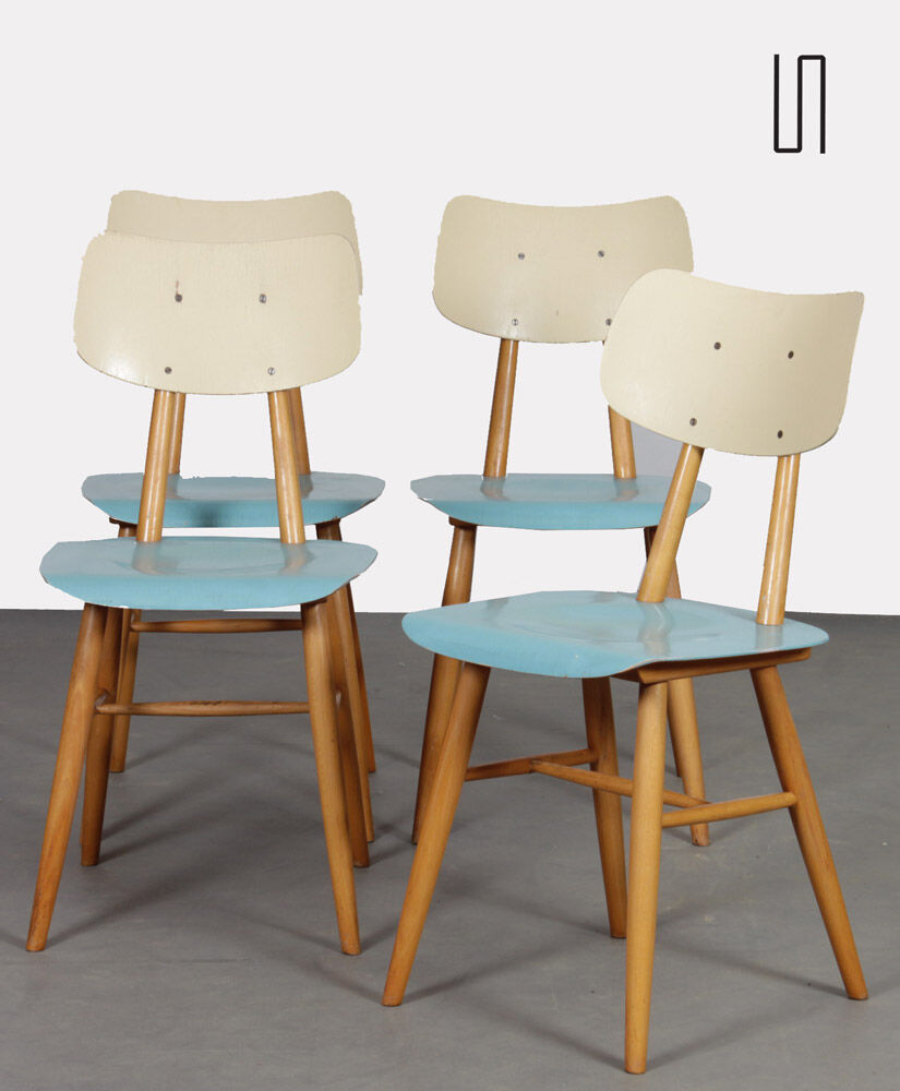 Set of 4 vintage chairs edited by Ton, 1960