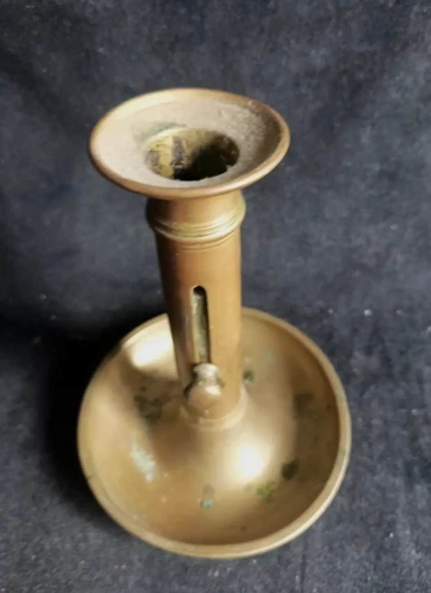 Set of 3 antique push-button bronze candlesticks from the Napoleonic III era.