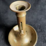 Set of 3 antique push-button bronze candlesticks from the Napoleonic III era.
