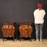 Pair of Louis XV style inlaid Lombard bedside tables