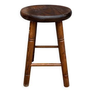 Tabouret en pin massif teinté