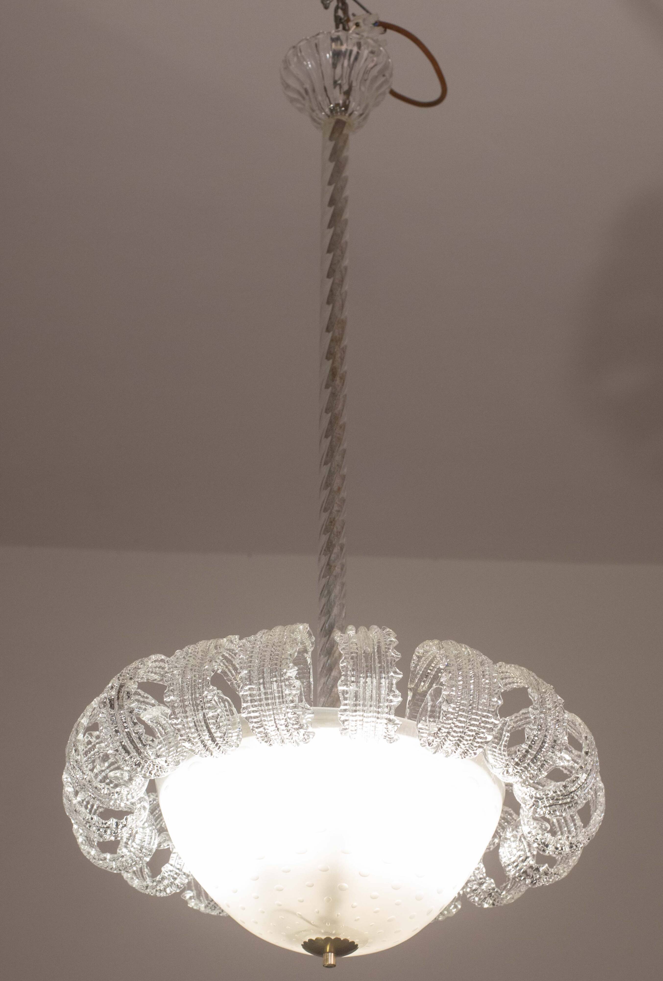 "The Queen" Italian Art Deco Chandelier by Ercole Barovier, 1940