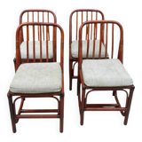 4 bamboo and fabric chairs