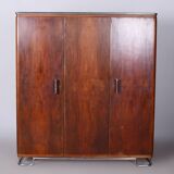 Restored Bauhaus Wardrobe, by Hynek Gottwald, Walnut, Chrome, Czech, 1930s