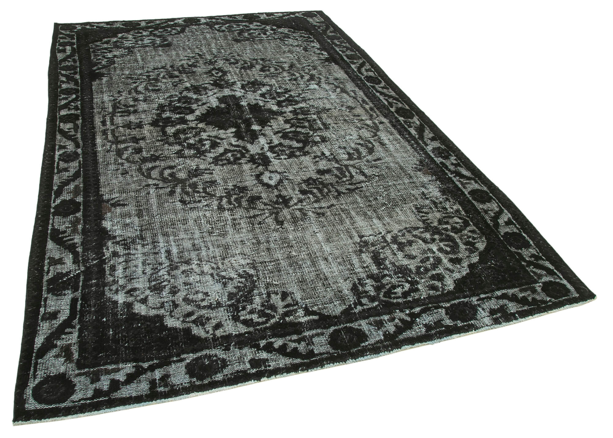 Hand-knotted vintage turkish 1970s 191 cm x 293 cm black rug