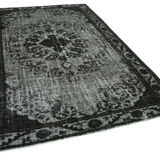 Hand-knotted vintage turkish 1970s 191 cm x 293 cm black rug