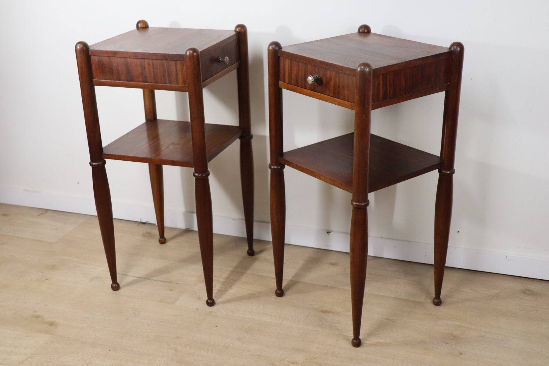 Art Deco pair of nightstands in walnut – 1940s