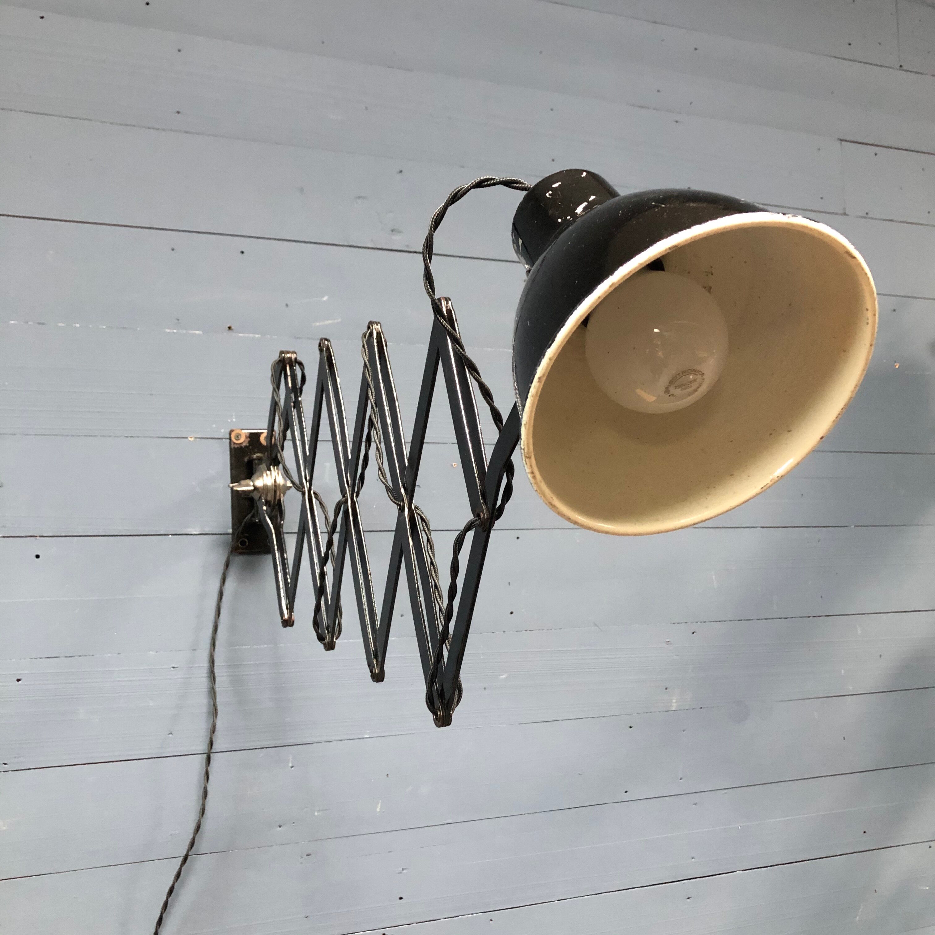 XL black scissor lamp from PeHaWe Leuchten Dresden, German 1940s