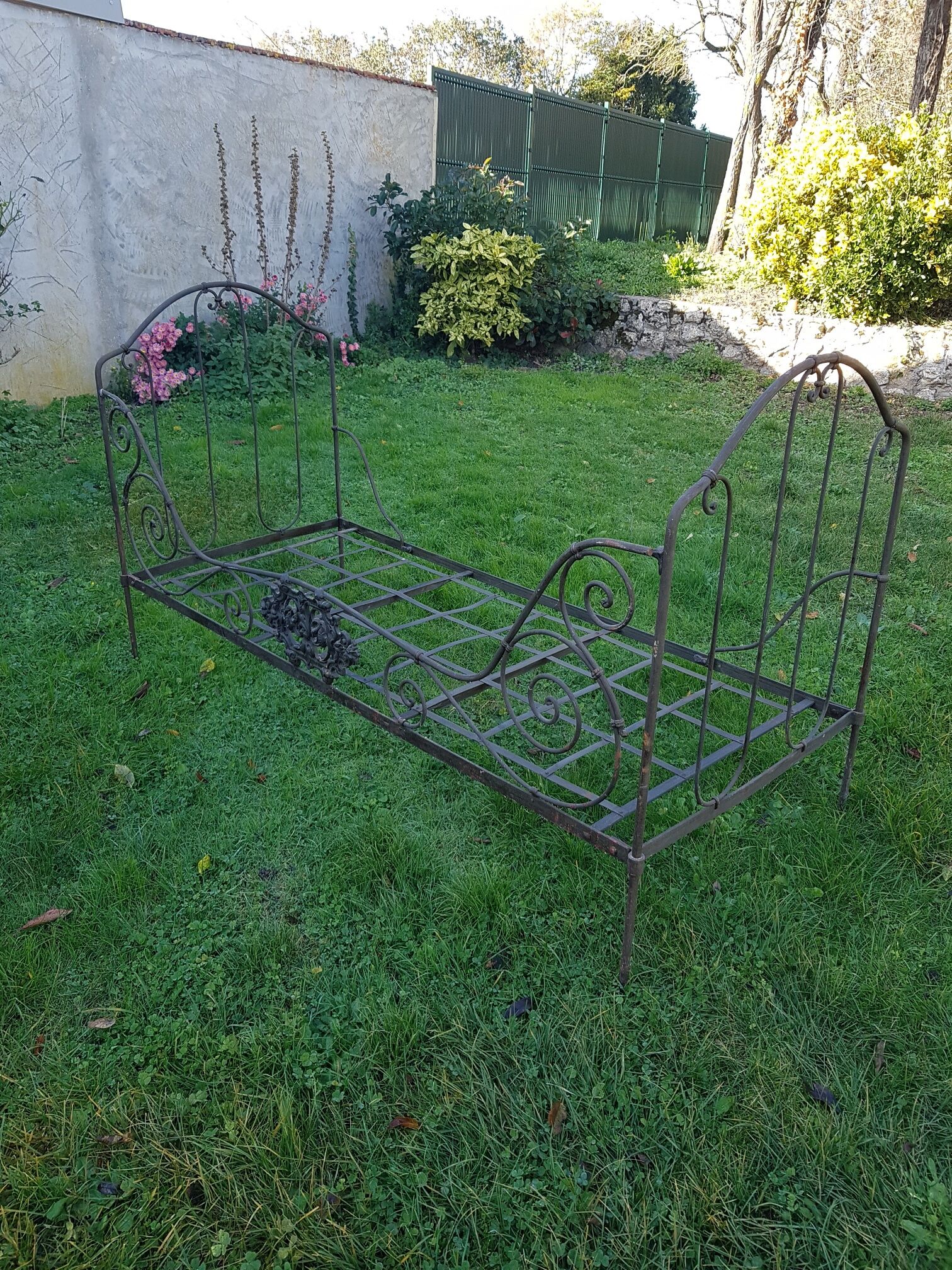 Bench bed metal fine XIX th 1 place 80 x 190