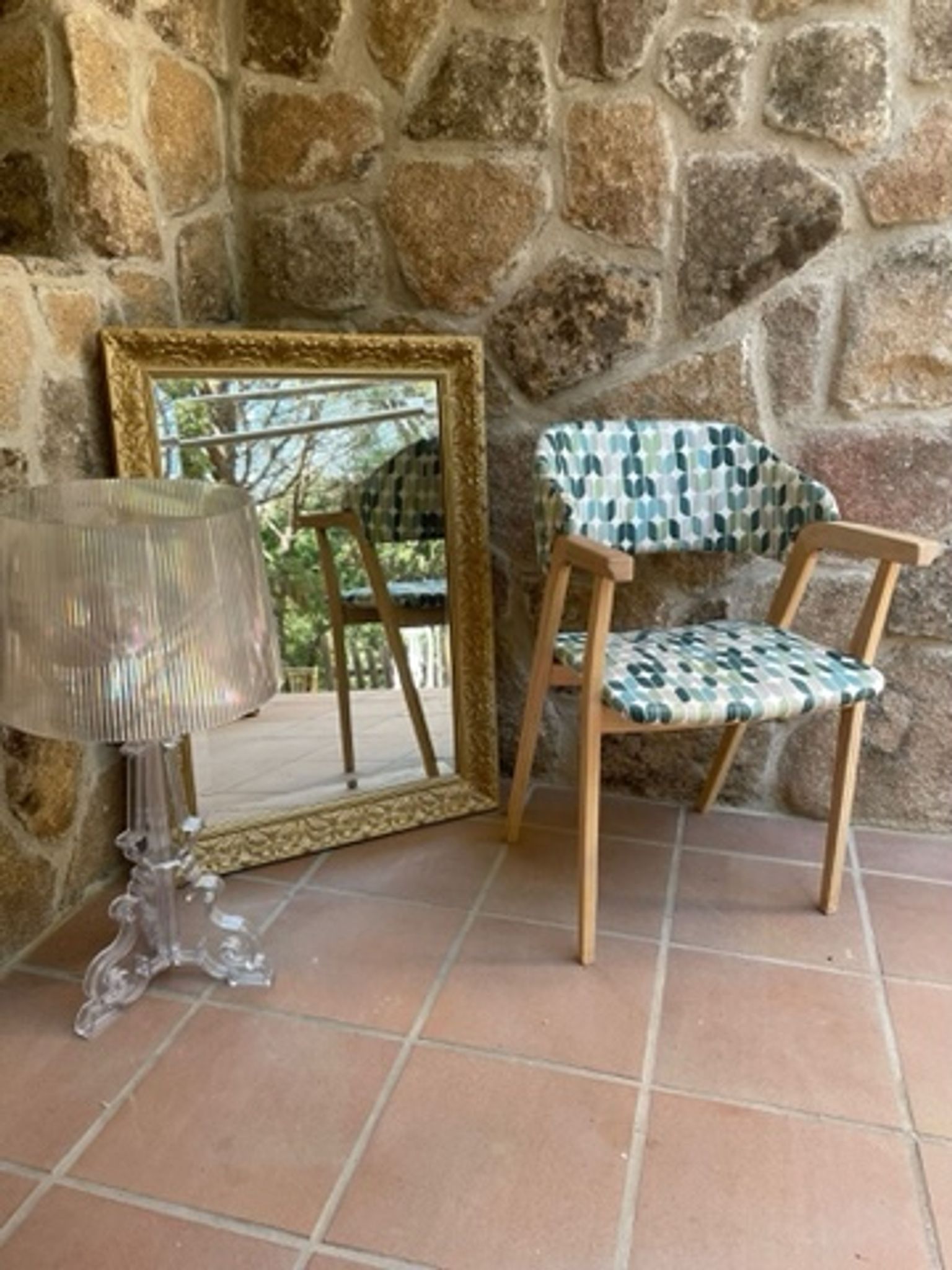 70s style wooden armchair